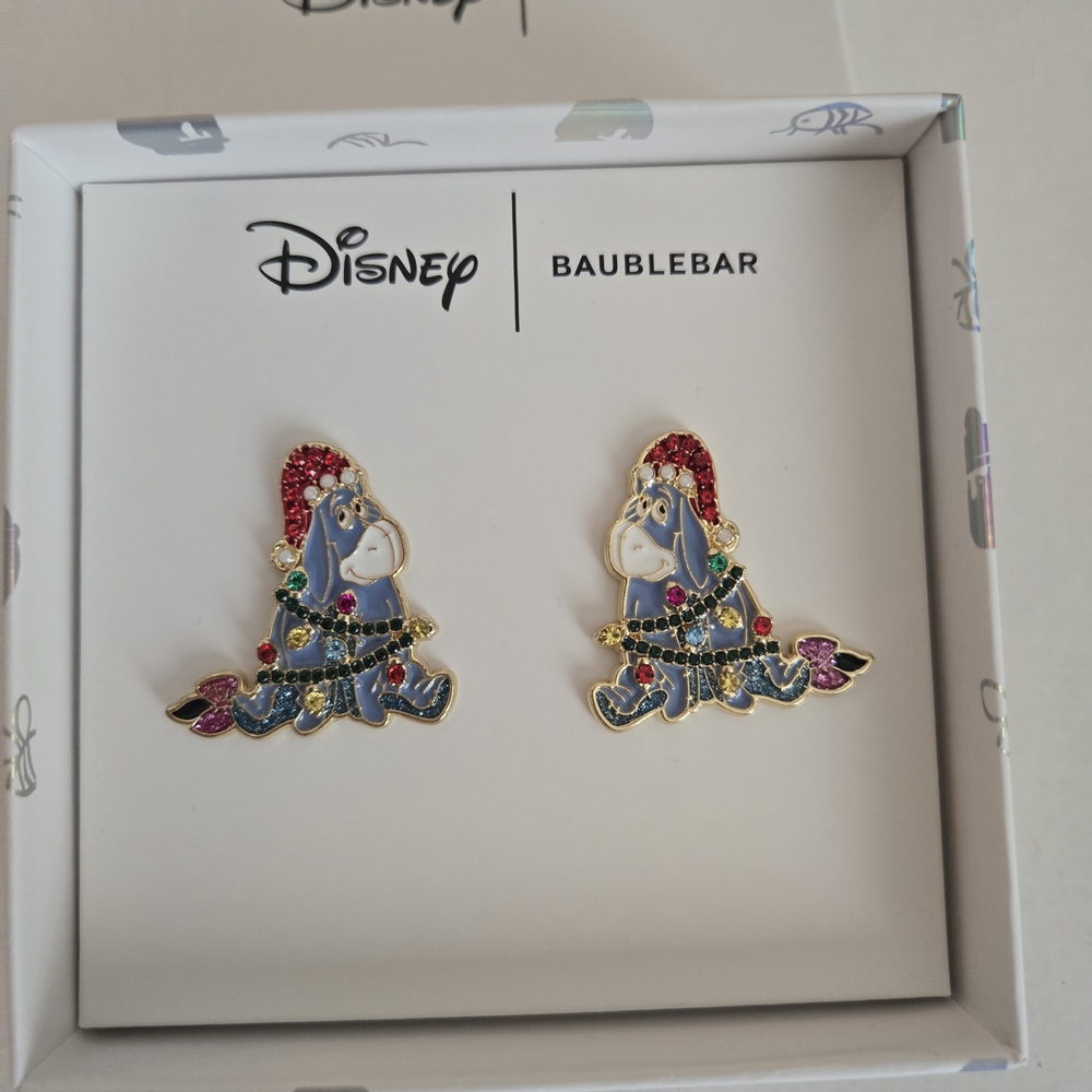 NWT Disney Baublebar Eeyore Christmas Lights Earrings